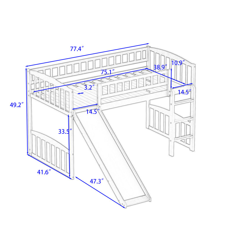Harriet Bee Fabiyi Twin size Loft Bed,Wood Loft Bed with Slide and Ladder Wayfair